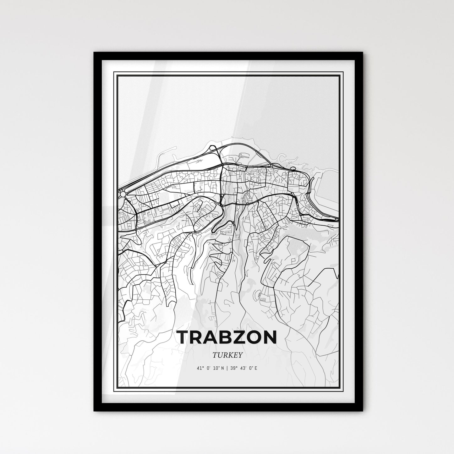 Trabzon Turkey - Scandinavian Style City Map for Modern Home Decor