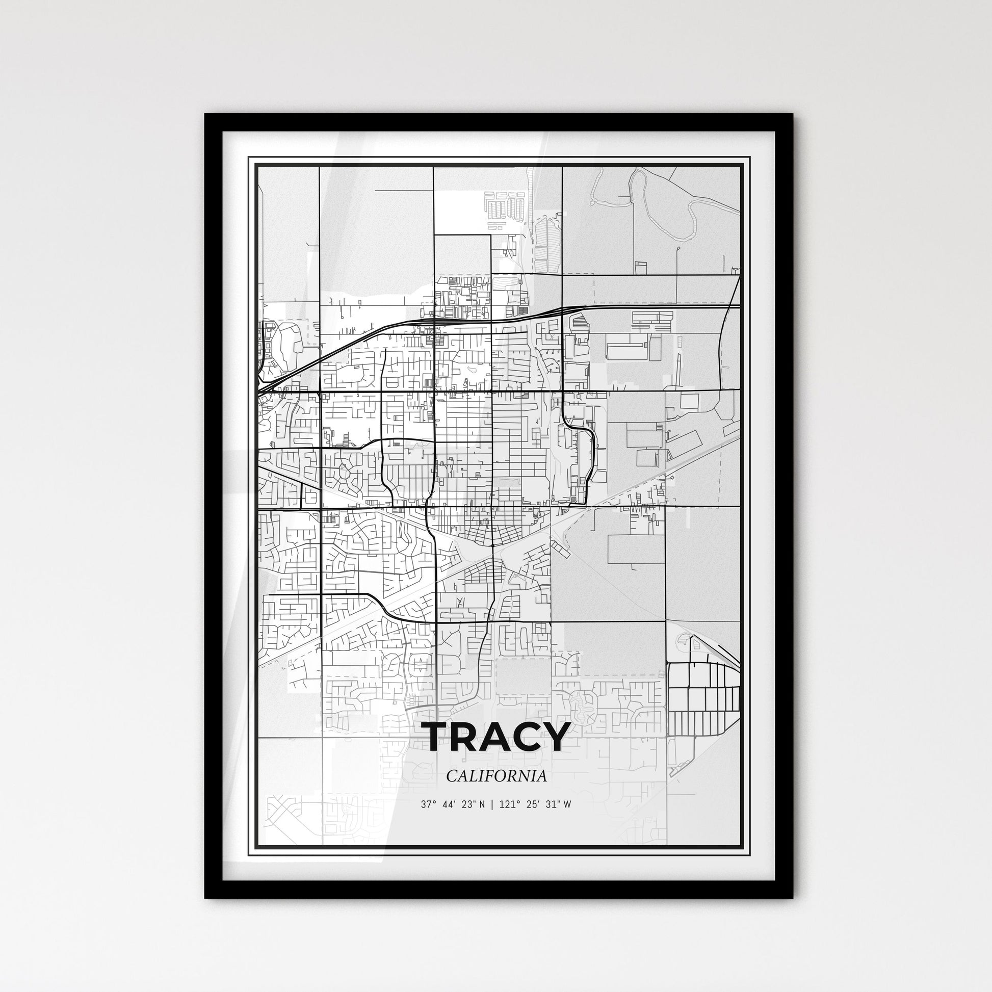 Tracy California - Scandinavian Style City Map for Modern Home Decor