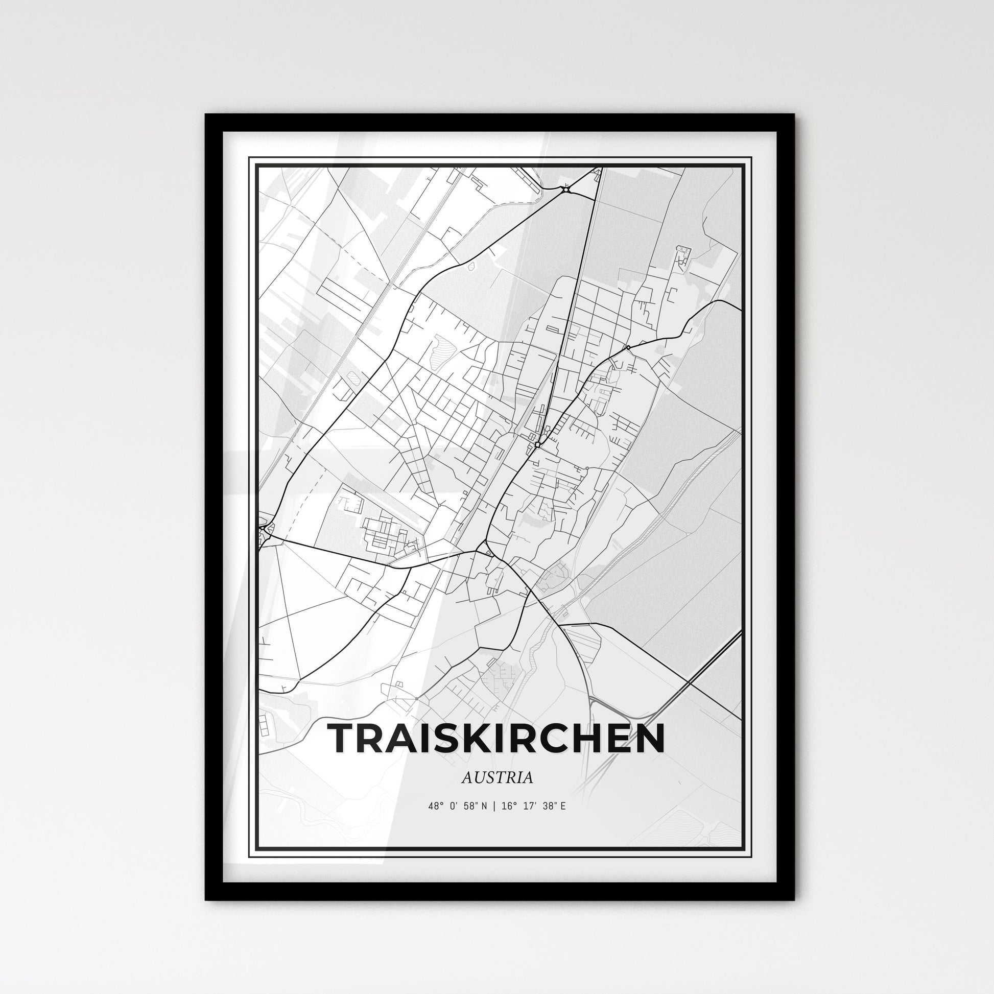 Traiskirchen Austria - Scandinavian Style City Map for Modern Home Decor