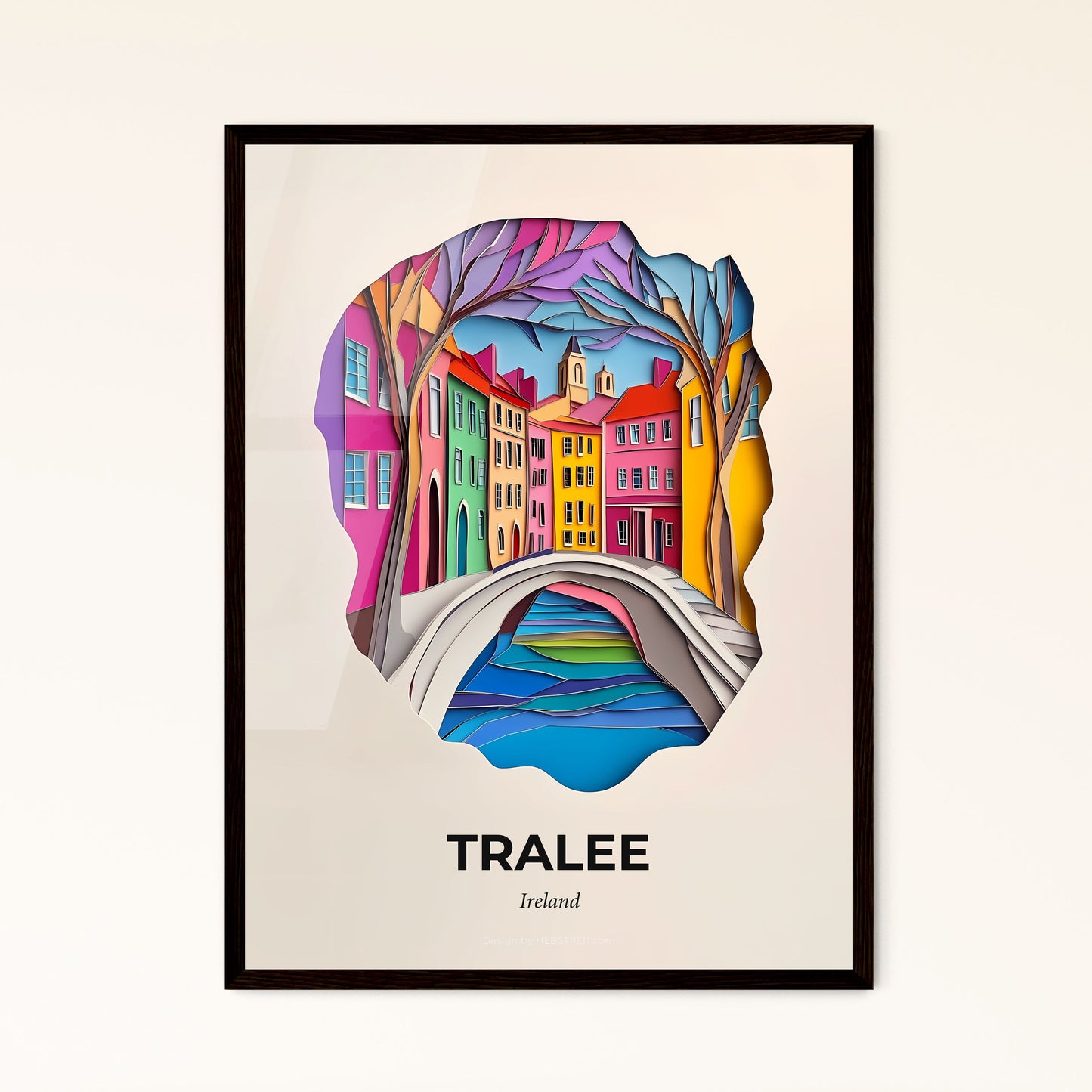 Vivid Tralee, Ireland - a paper cut of a bridge over a river