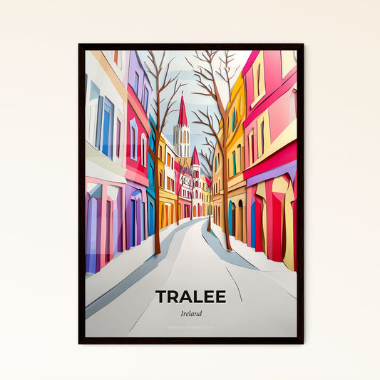 Vivid Tralee, Ireland - a painting of a street with a church in the background