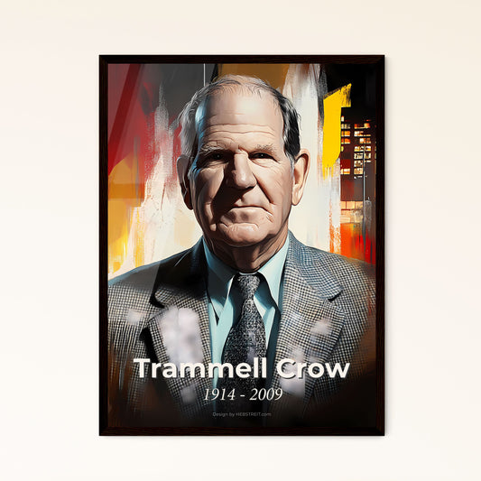 Portrait of Trammell Crow, 1914 - 2009. Impressionistic painting of a man in a suit.