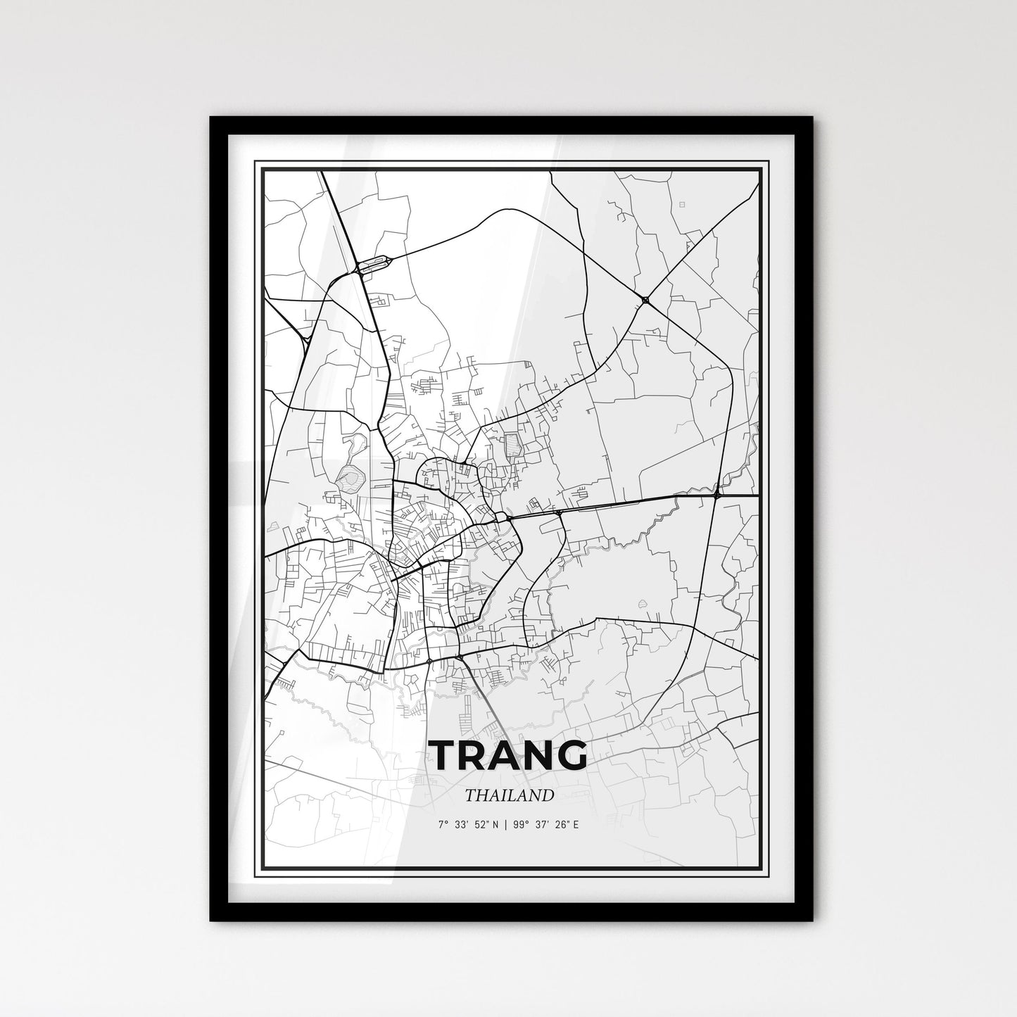 Trang Thailand - Scandinavian Style City Map for Modern Home Decor