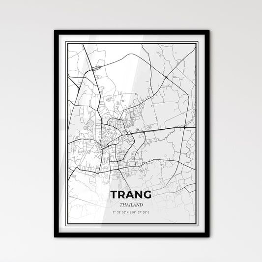 Trang Thailand - Scandinavian Style City Map for Modern Home Decor