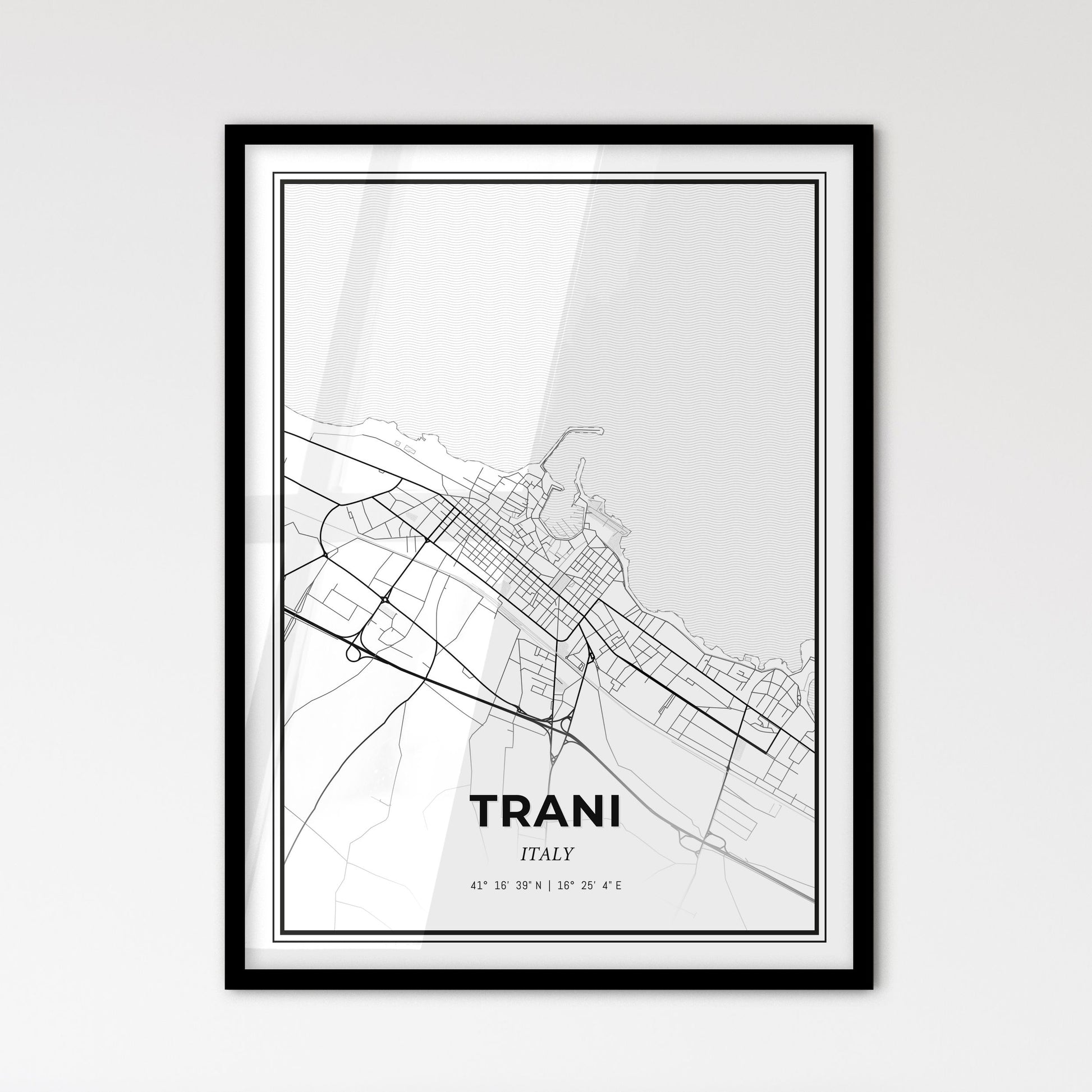 Trani Italy - Scandinavian Style City Map for Modern Home Decor