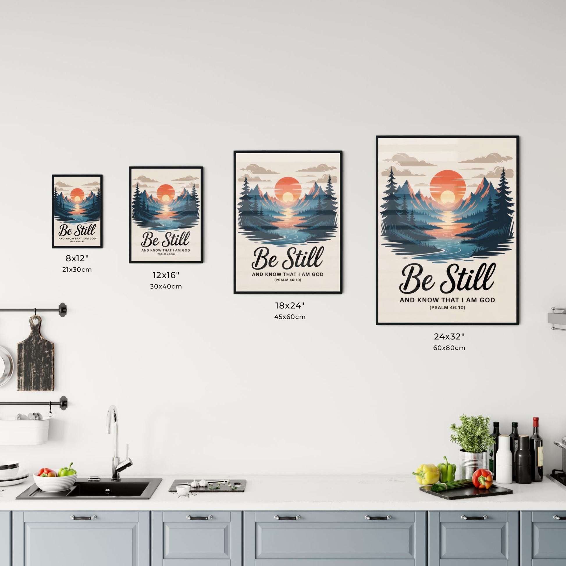 Tranquil Landscape with Inspirational Quote: 'Be Still and Know That I Am God' - Psalm 46:10 Chart