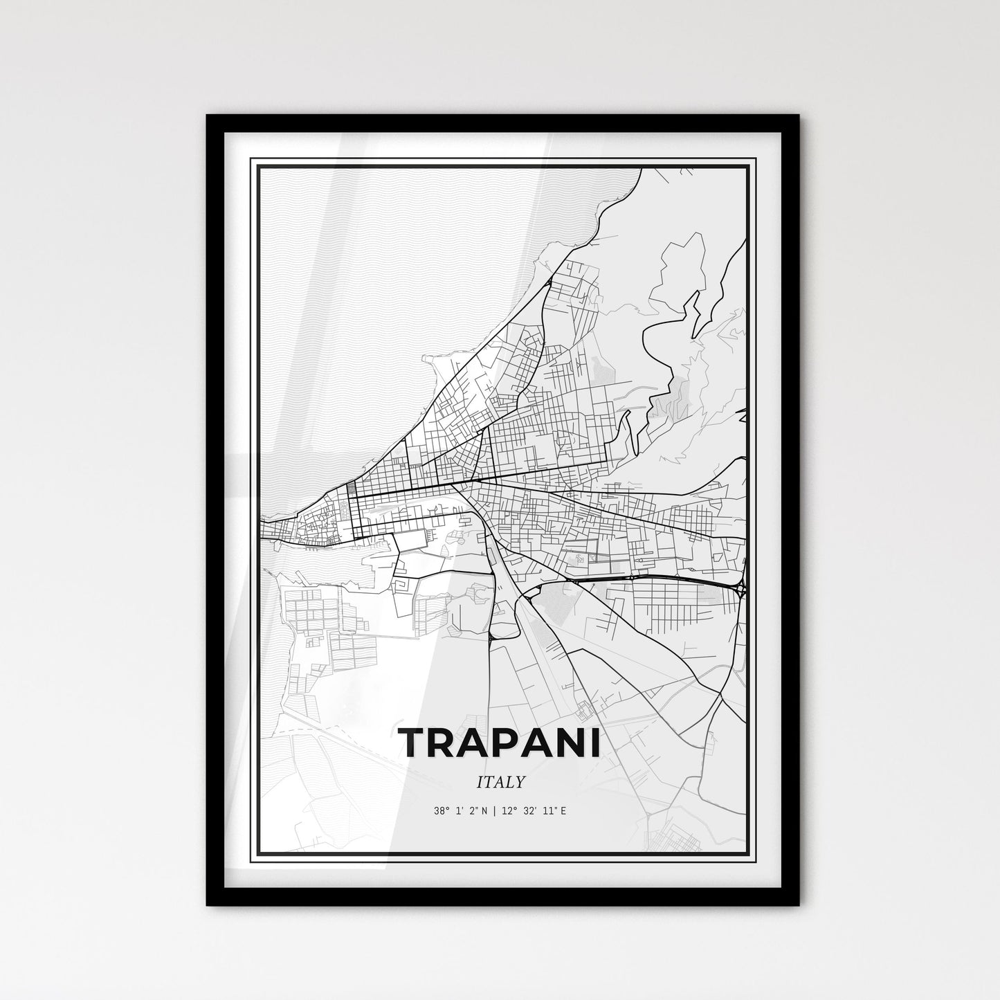 Trapani Italy - Scandinavian Style City Map for Modern Home Decor