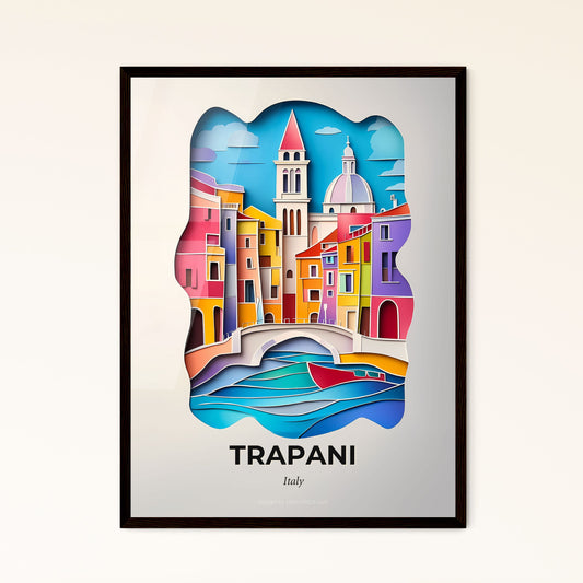 Vivid Trapani, Italy - a paper cut of a city with a boat