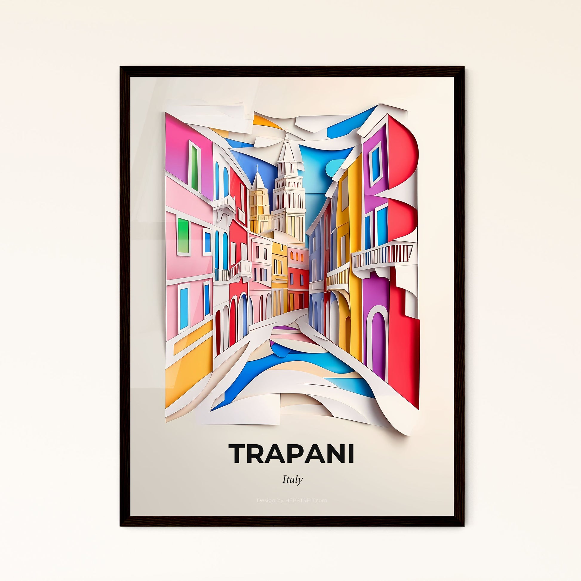 Vivid Trapani, Italy - a paper cut of a city with a clock tower