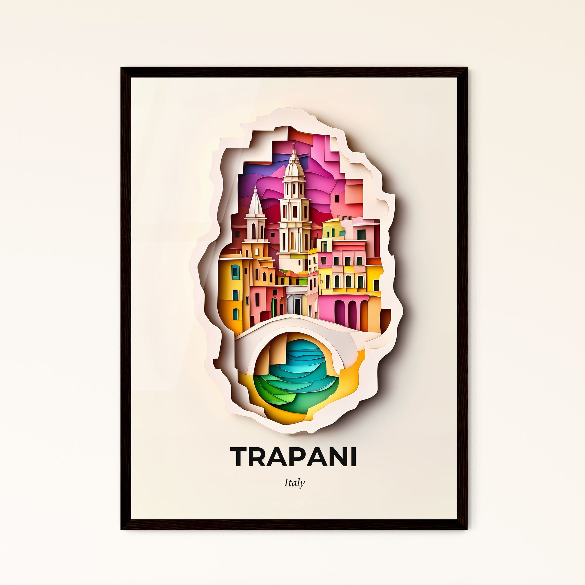 Vivid Trapani, Italy - a paper cut of a city with a bridge