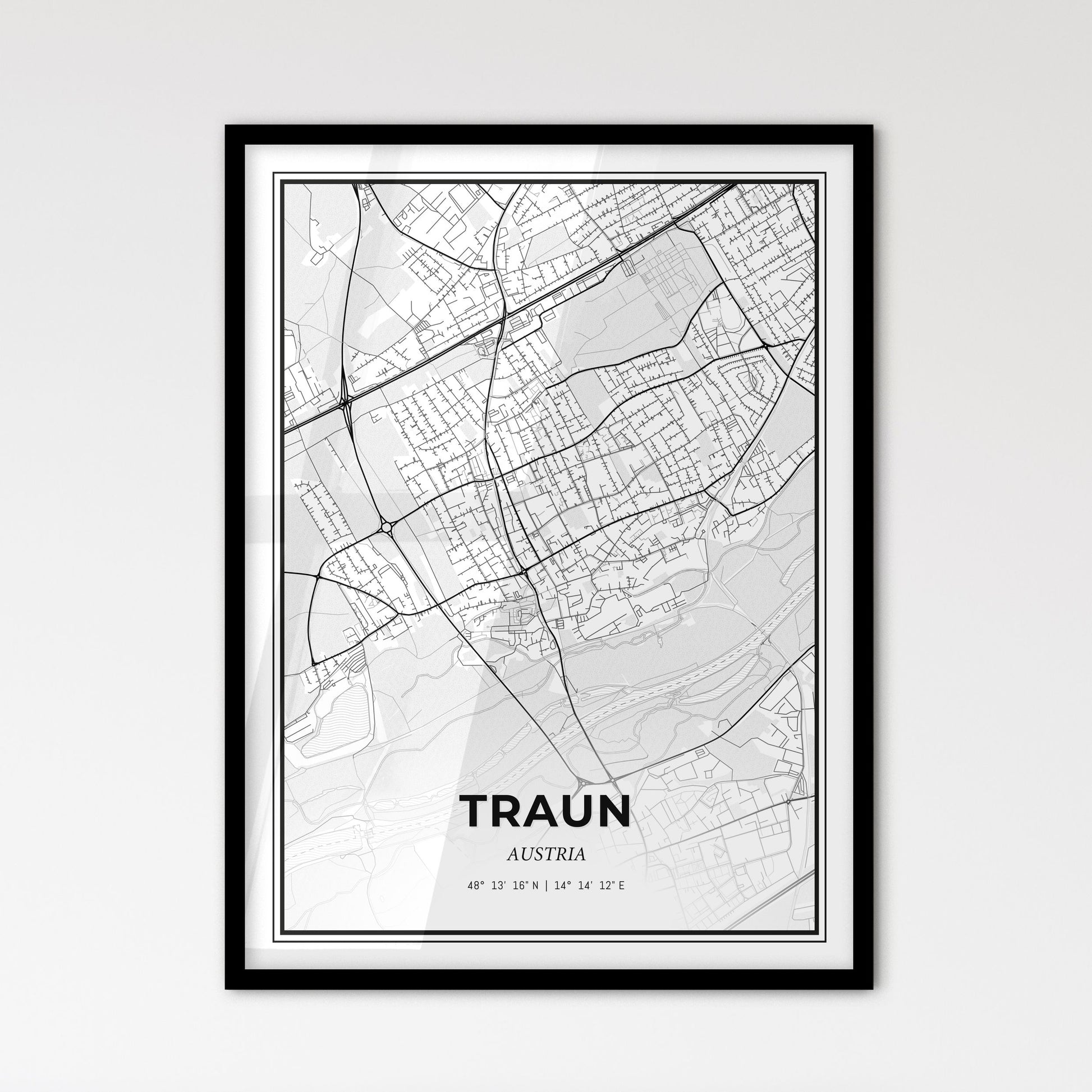 Traun Austria - Scandinavian Style City Map for Modern Home Decor