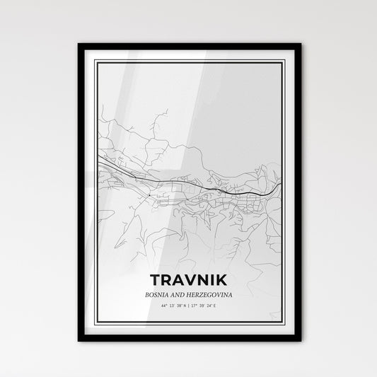 Travnik Bosnia and Herzegovina - Scandinavian Style City Map for Modern Home Decor