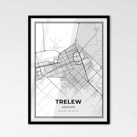 Trelew Argentina - Scandinavian Style City Map for Modern Home Decor