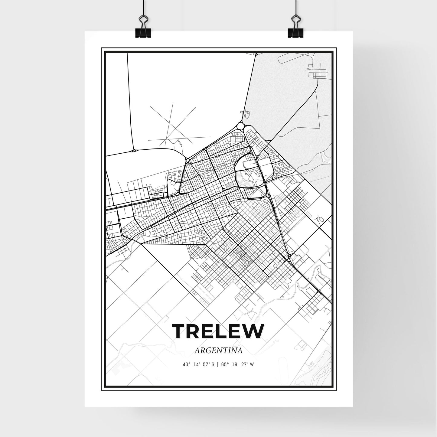 Trelew Argentina - Premium City Map Poster