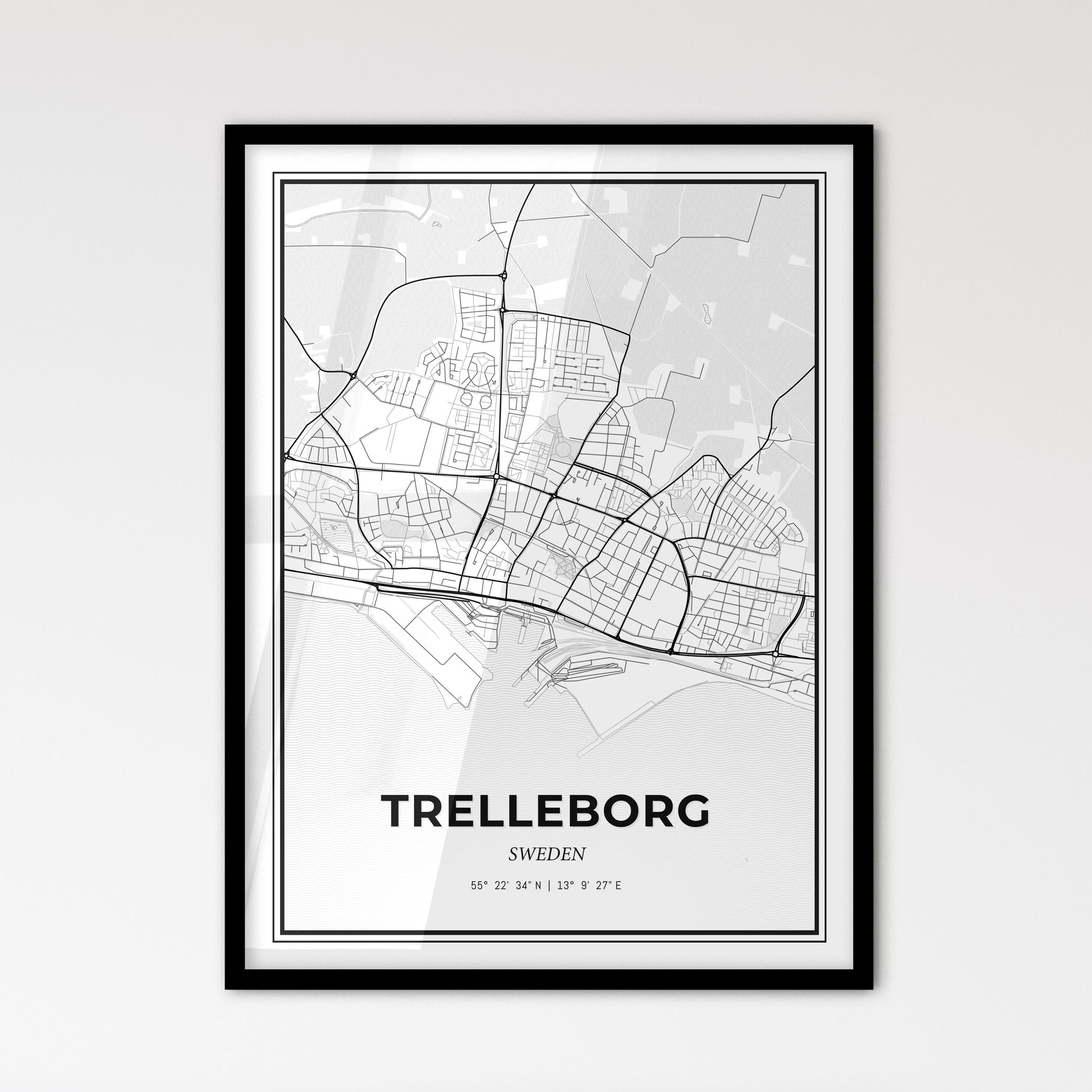 Trelleborg Sweden - Scandinavian Style City Map for Modern Home Decor