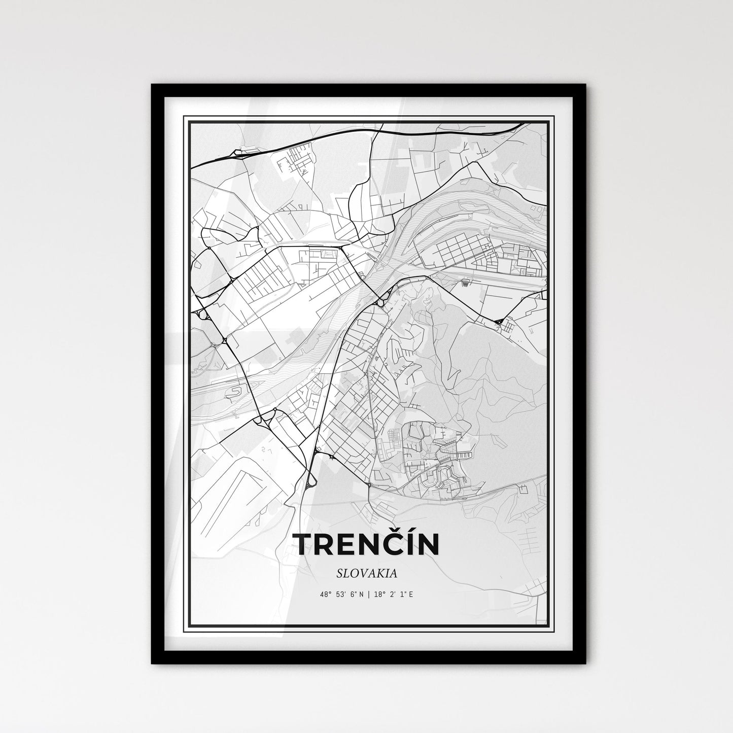 Trenčín Slovakia - Scandinavian Style City Map for Modern Home Decor