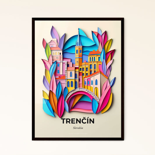 Vivid Trenčín, Slovakia - a paper cut of a city with a bridge