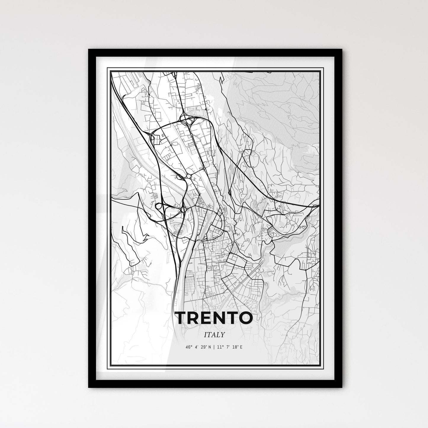 Trento Italy - Scandinavian Style City Map for Modern Home Decor