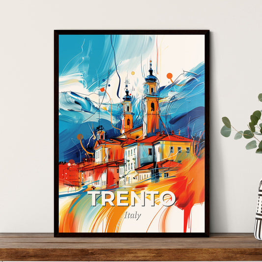 Vibrant Trento, Italy - A Painting Of A Building With Towers