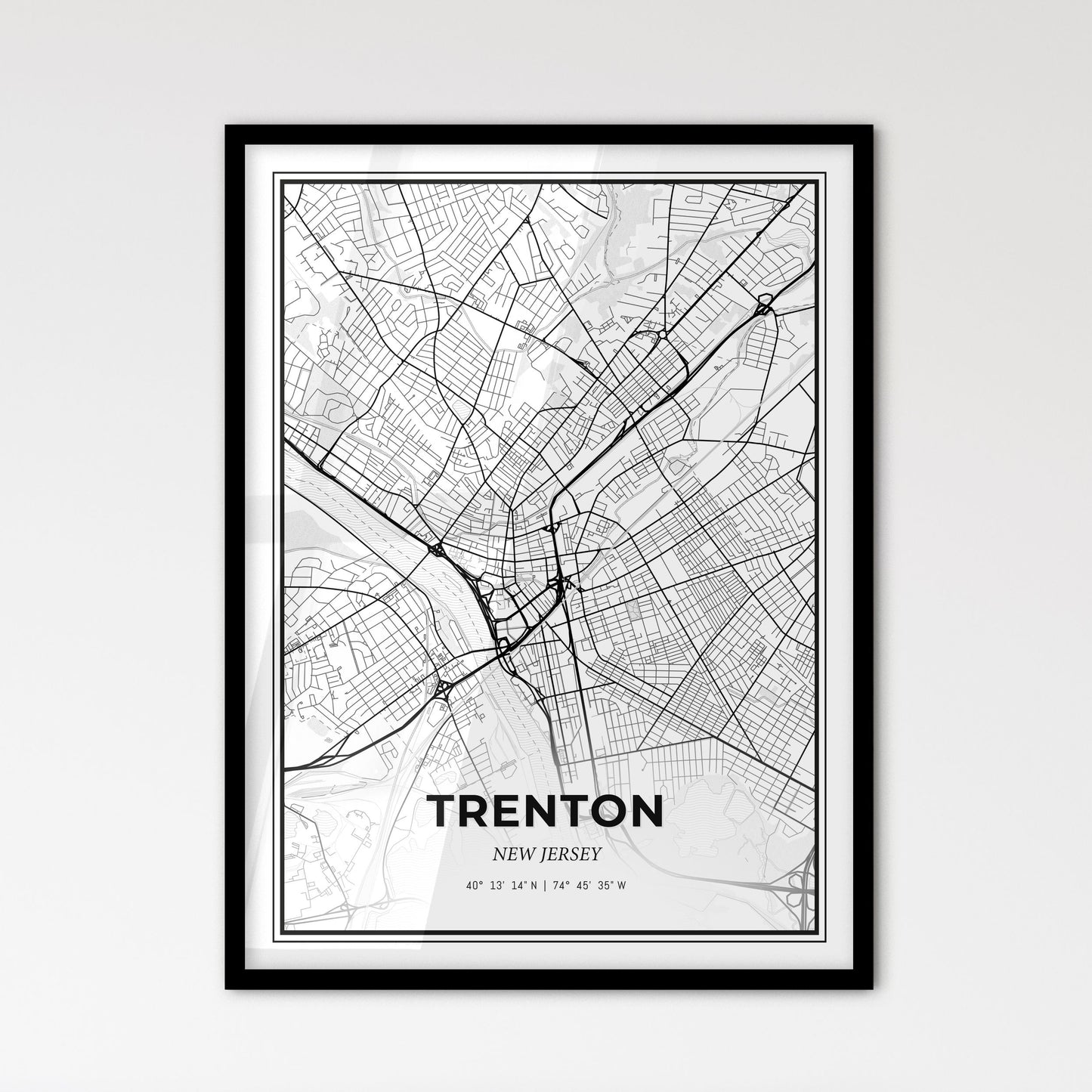 Trenton New Jersey - Scandinavian Style City Map for Modern Home Decor