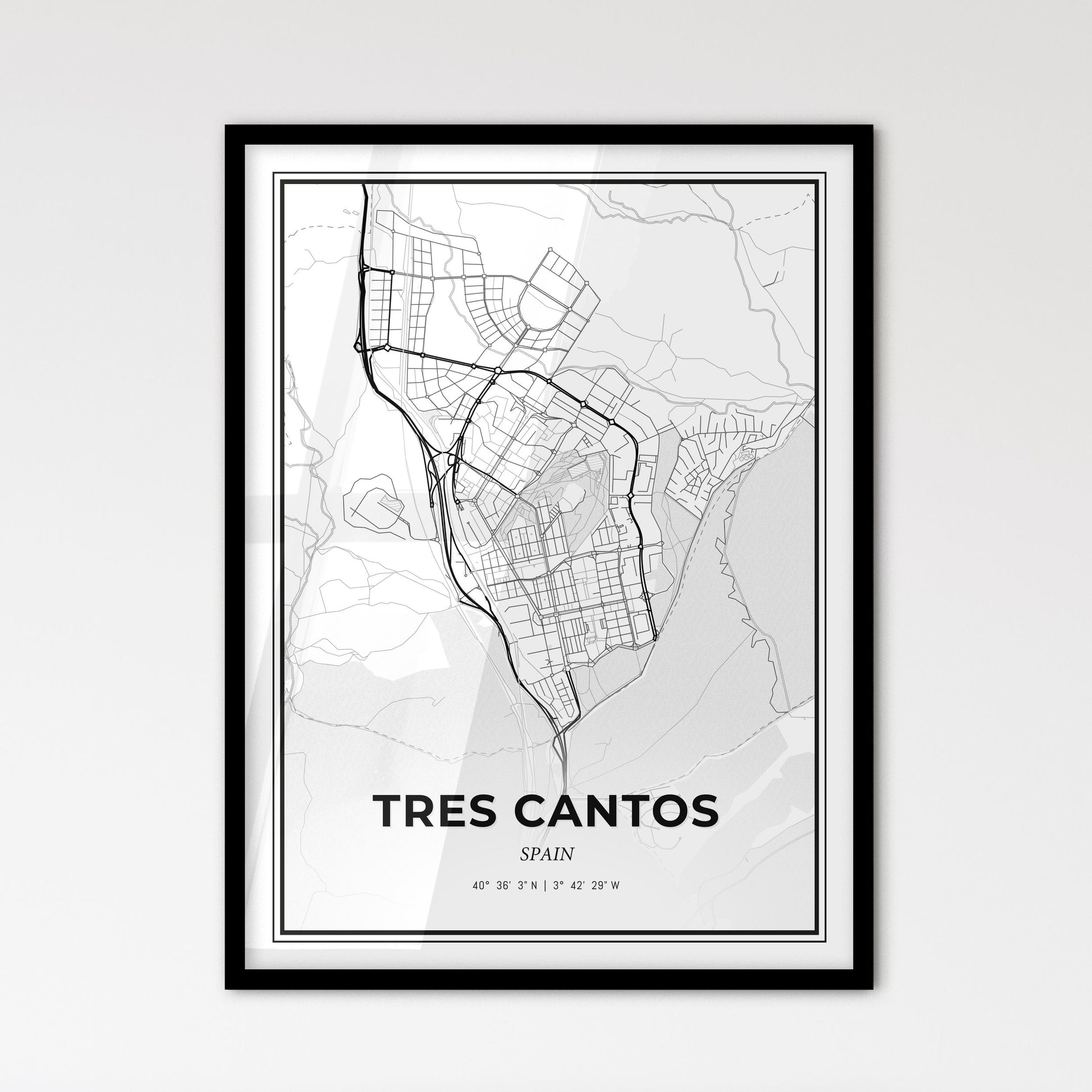 Tres Cantos Spain - Scandinavian Style City Map for Modern Home Decor