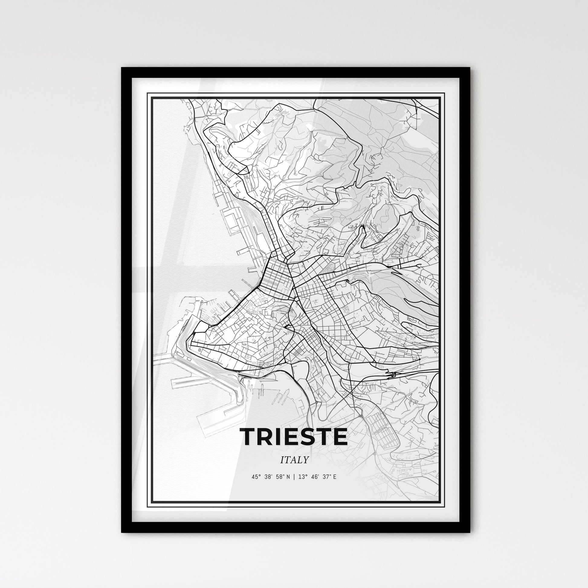 Trieste Italy - Scandinavian Style City Map for Modern Home Decor