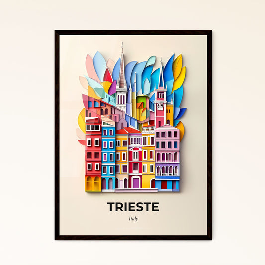 Vivid Trieste, Italy - a colorful city with a clock tower and a rainbow colored building