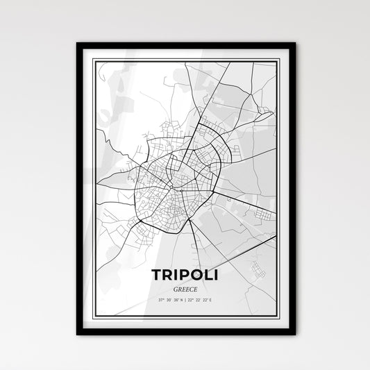 Tripoli Greece - Scandinavian Style City Map for Modern Home Decor