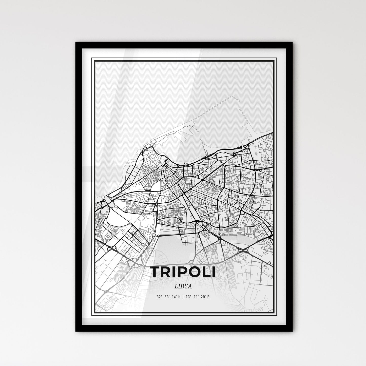 Tripoli Libya - Scandinavian Style City Map for Modern Home Decor