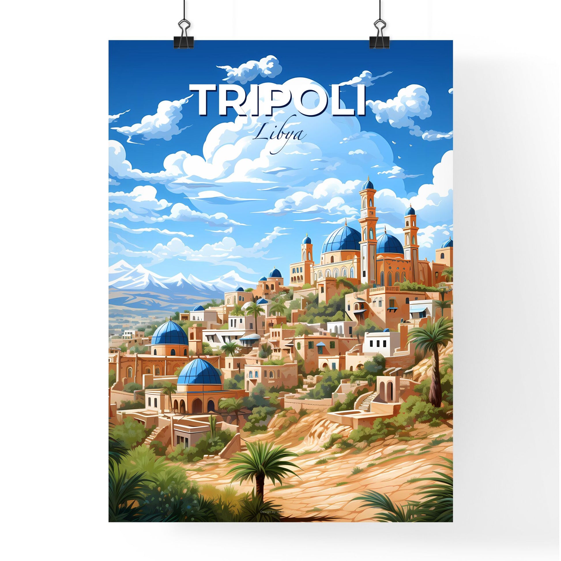 Art Print - Vibrant Tripoli Skyline with Azure Domes and Hilltop Architecture Default Title