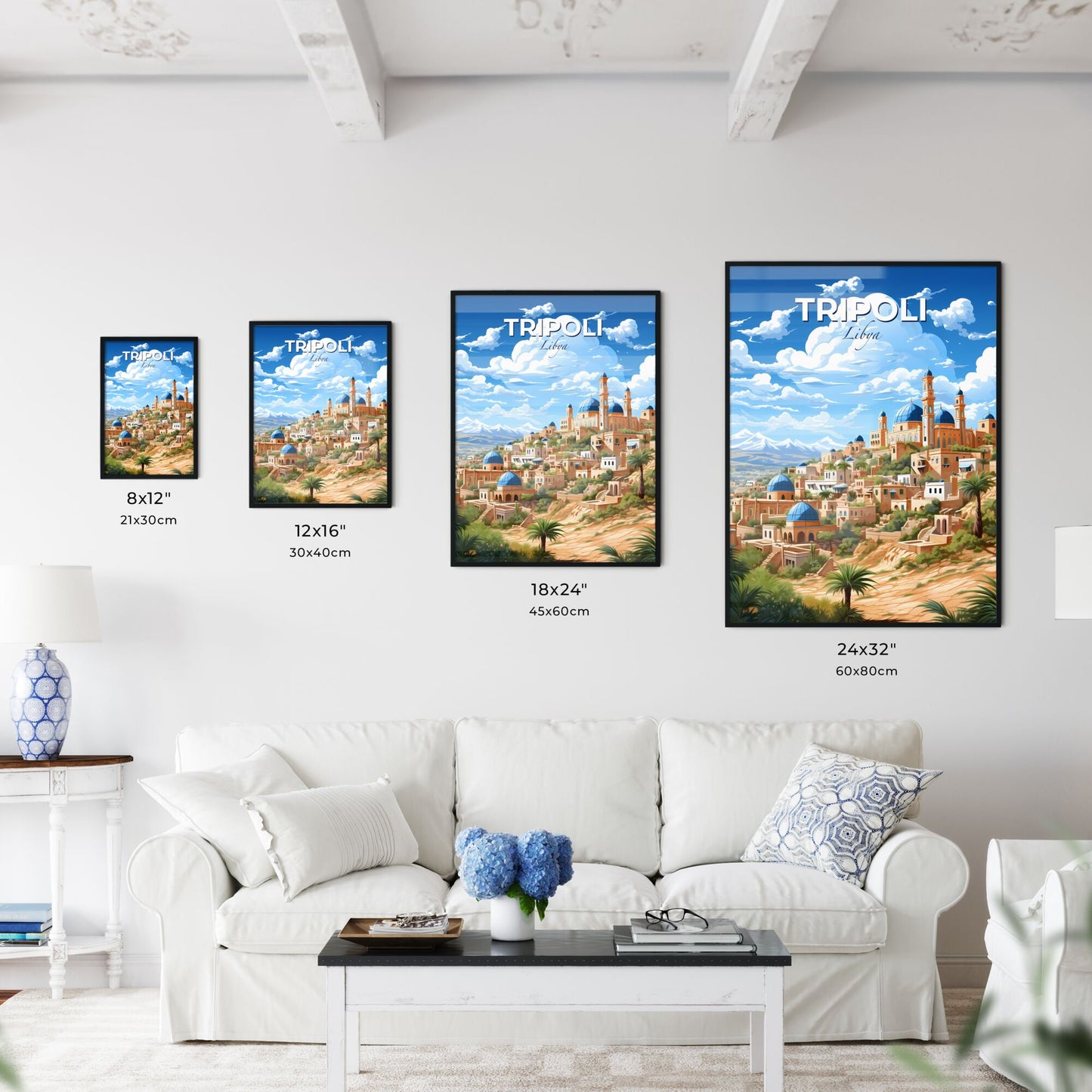 Art Print - Vibrant Tripoli Skyline with Azure Domes and Hilltop Architecture Default Title