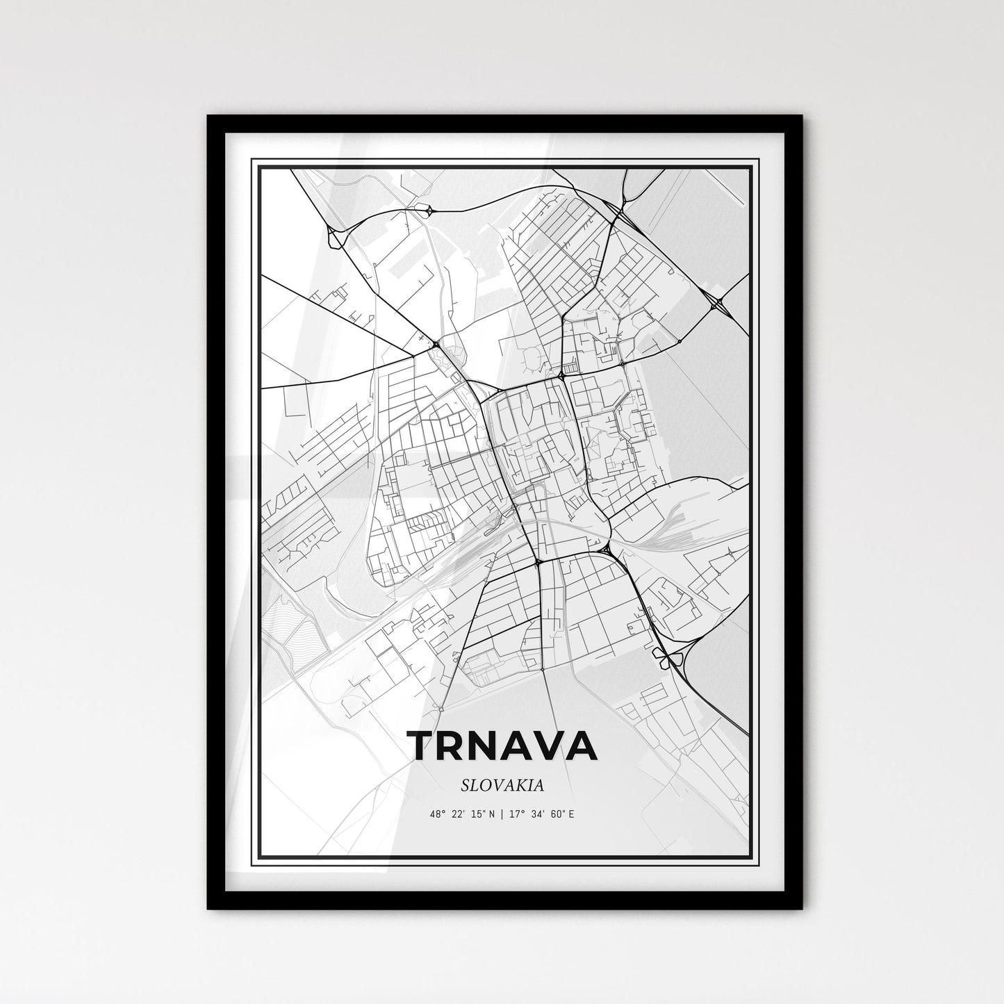 Trnava Slovakia - Scandinavian Style City Map for Modern Home Decor