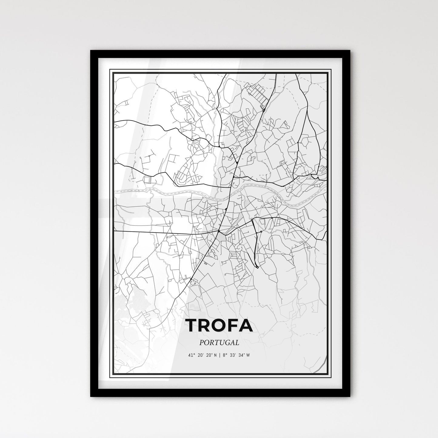 Trofa Portugal - Scandinavian Style City Map for Modern Home Decor