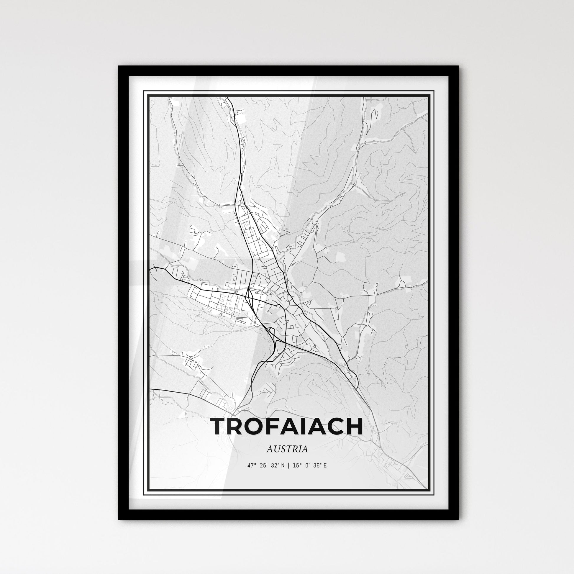 Trofaiach Austria - Scandinavian Style City Map for Modern Home Decor