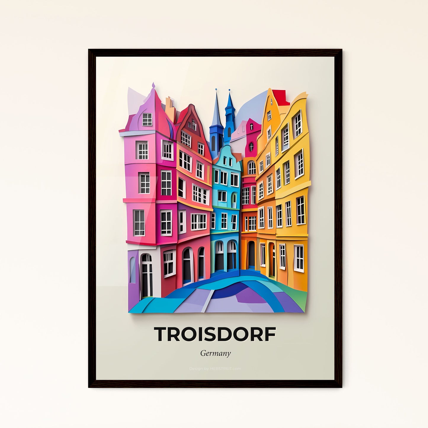 Vivid Troisdorf, Germany - a colorful cityscape with a church steeple