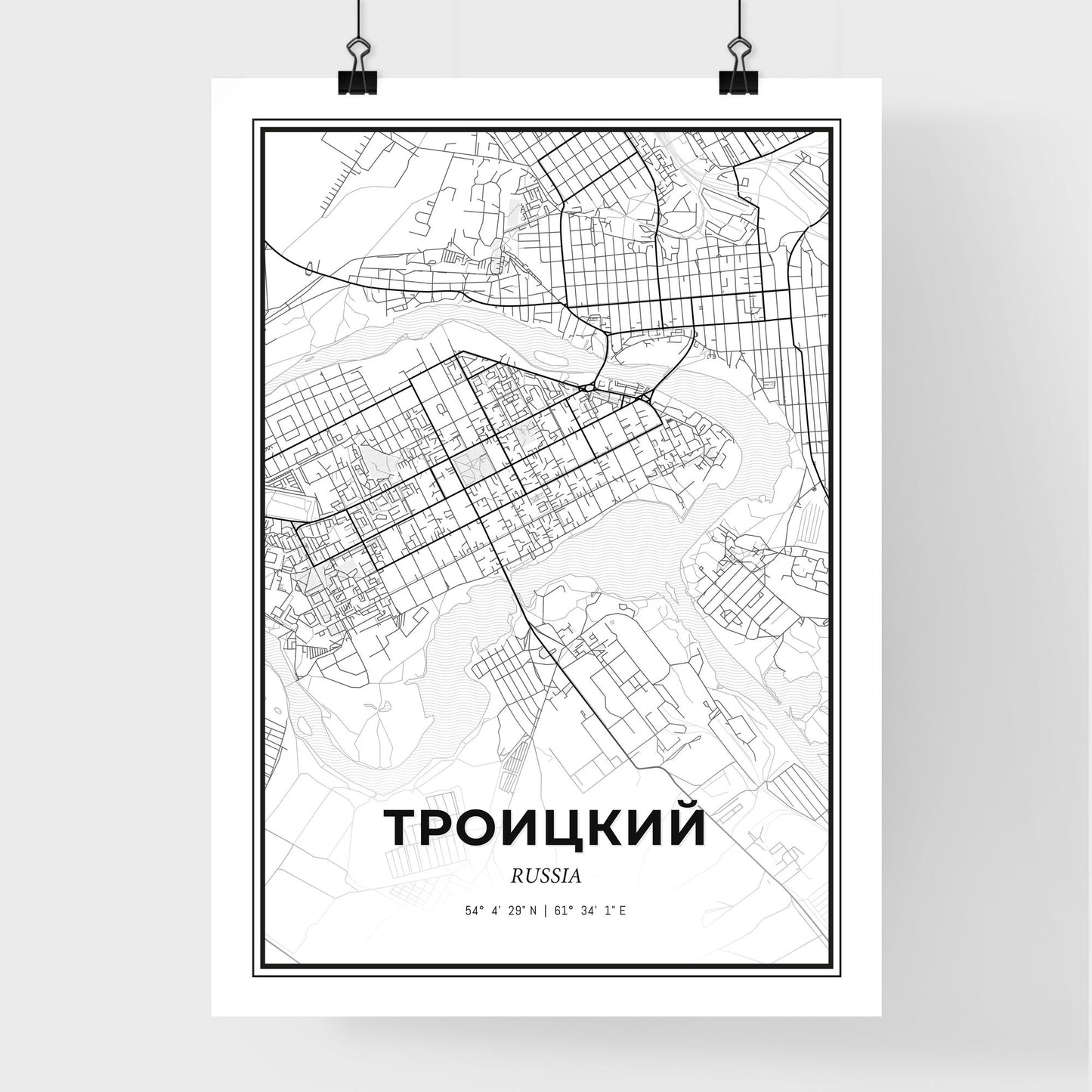 Troitsk Russia - Premium City Map Poster