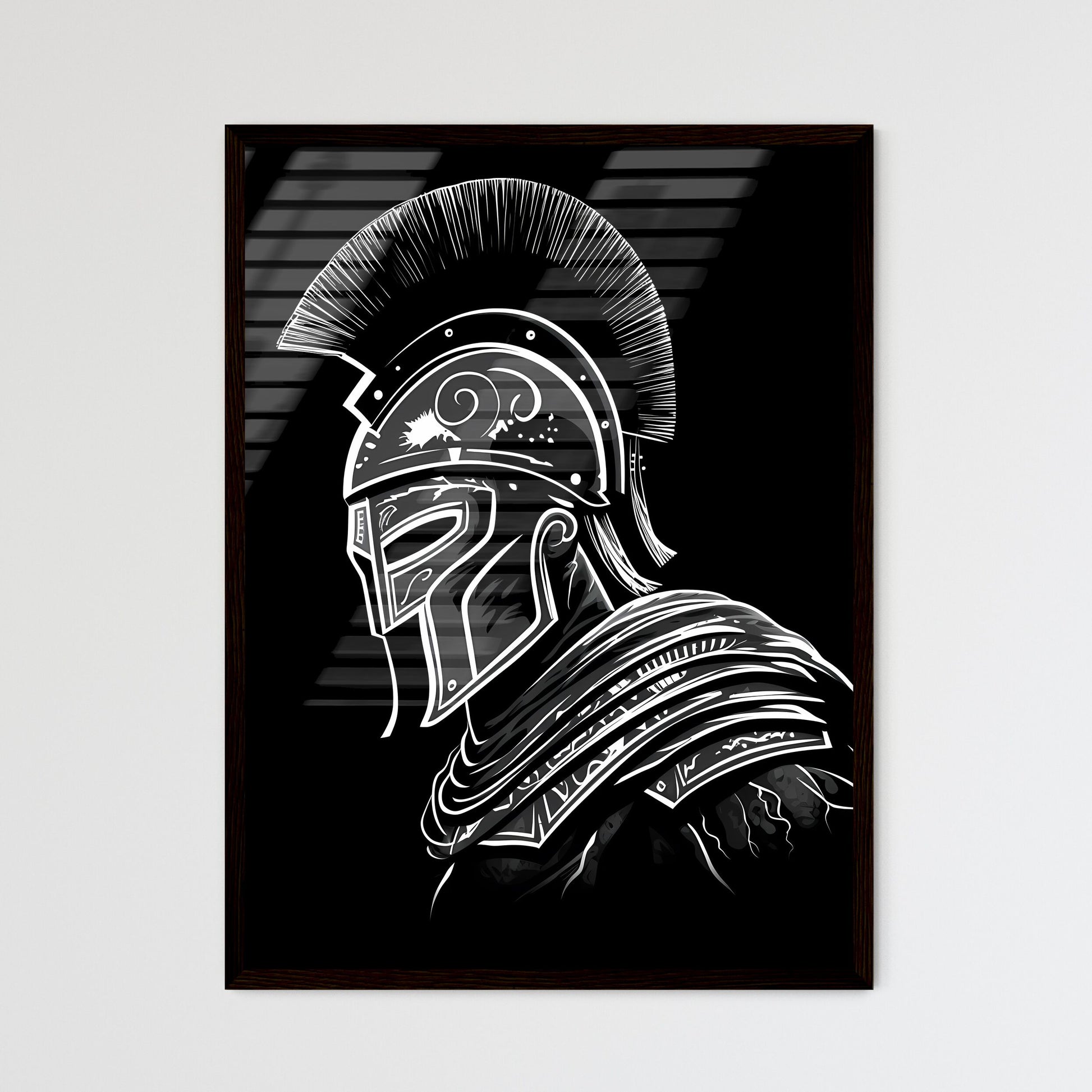 Black and White Trojan Mascot Logo - Framed Art Print