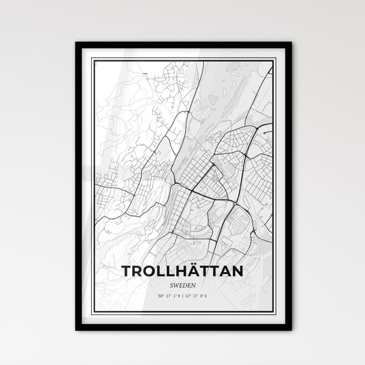 Trollhättan Sweden - Scandinavian Style City Map for Modern Home Decor