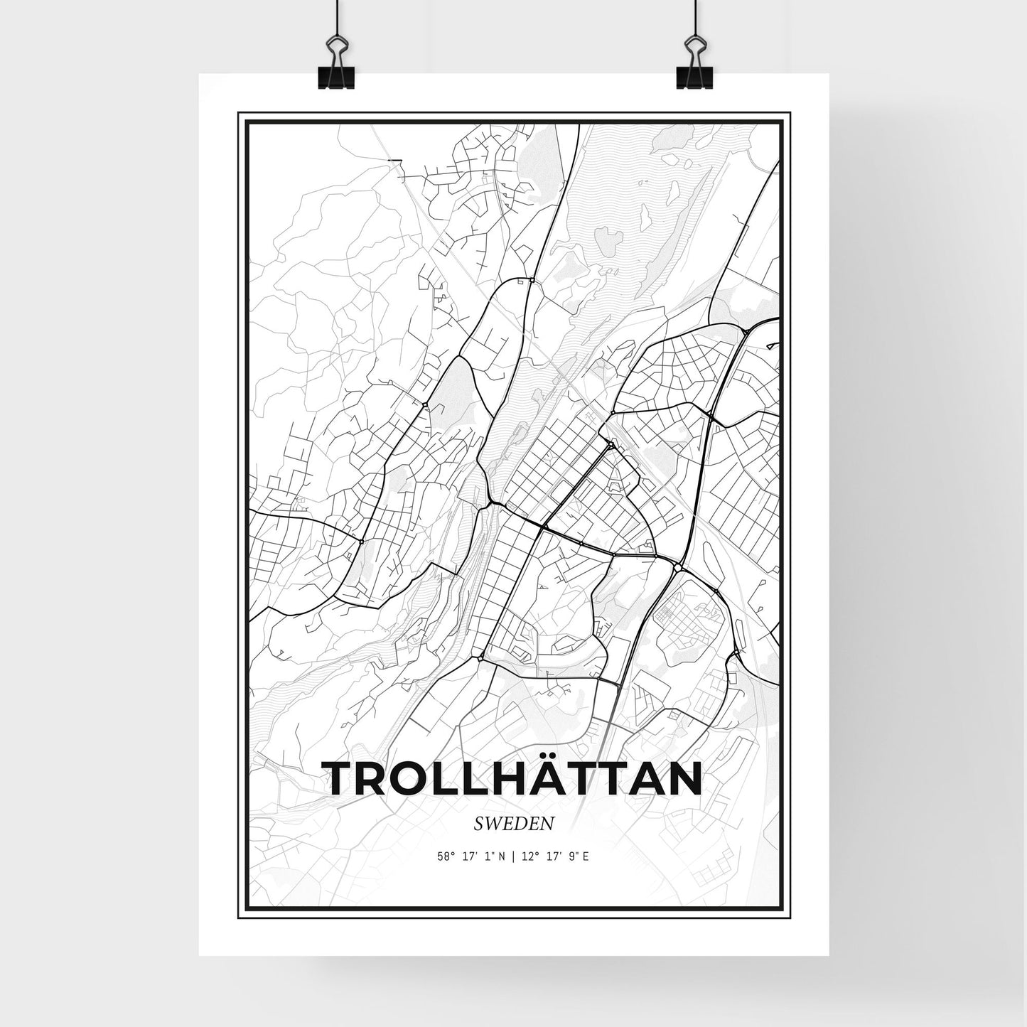 Trollhättan Sweden - Premium City Map Poster