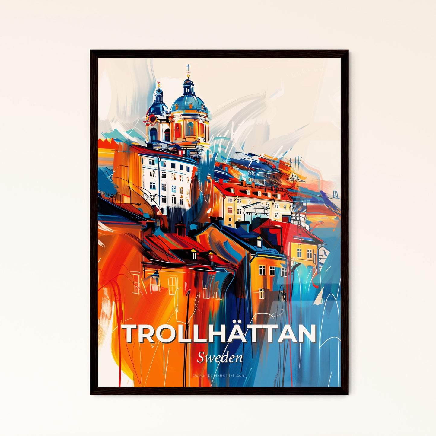 Vibrant Trollhättan, Sweden - A Painting Of A City