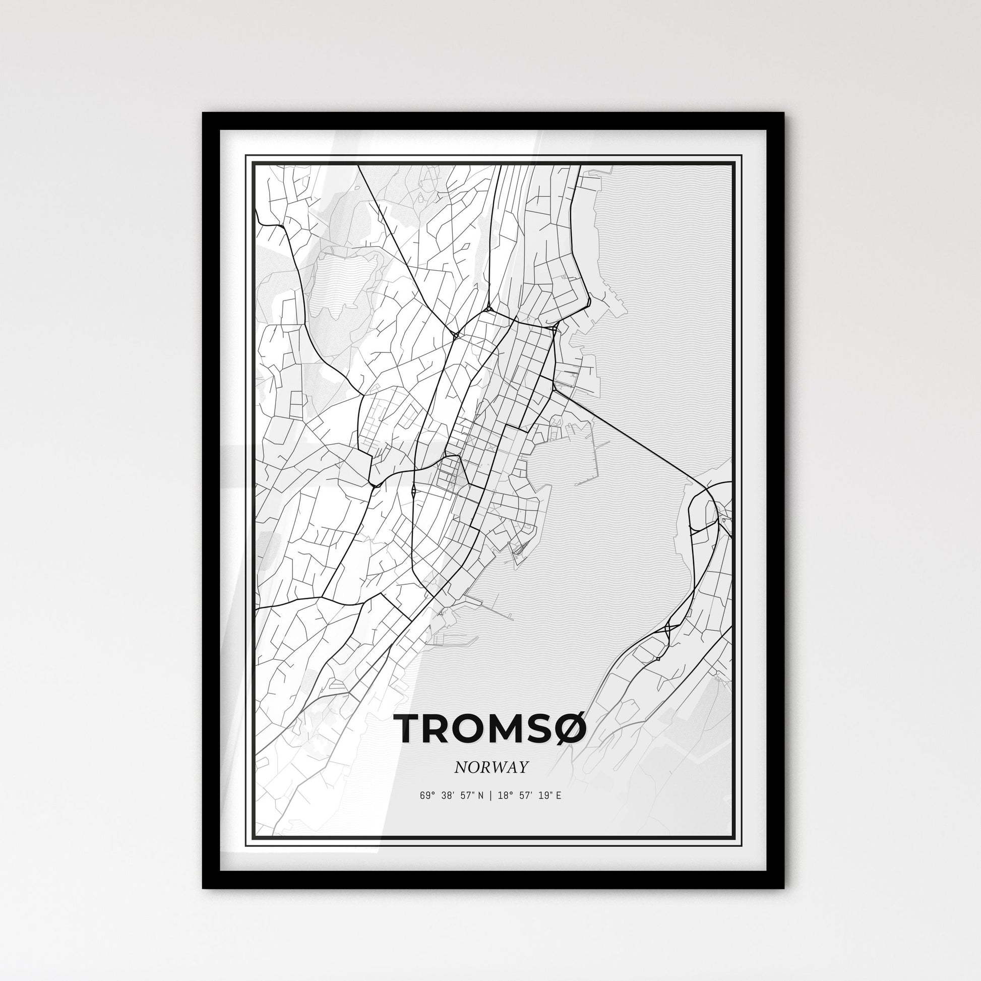 Tromsø Norway - Scandinavian Style City Map for Modern Home Decor