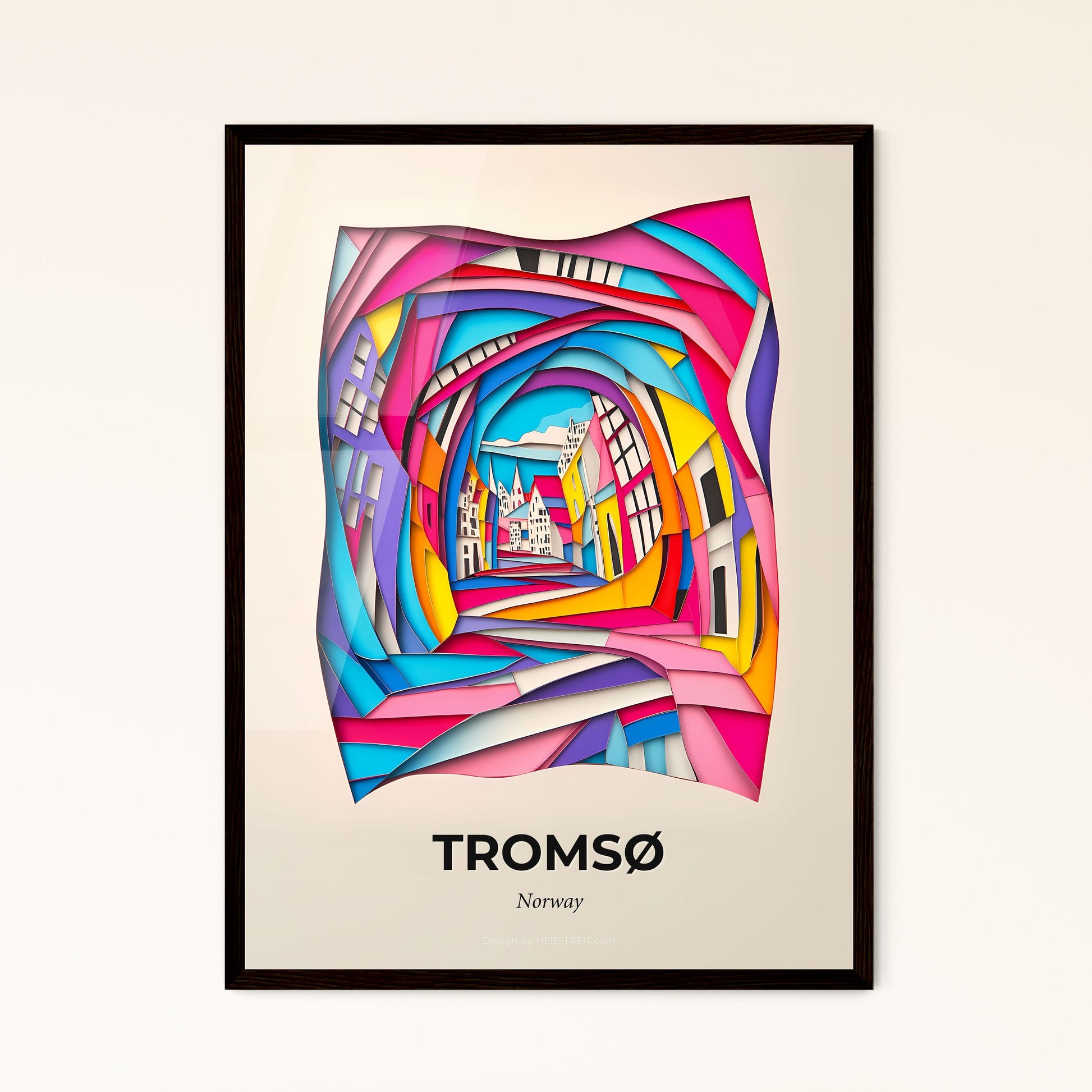 Vivid Tromsø, Norway - a colorful abstract painting of a city