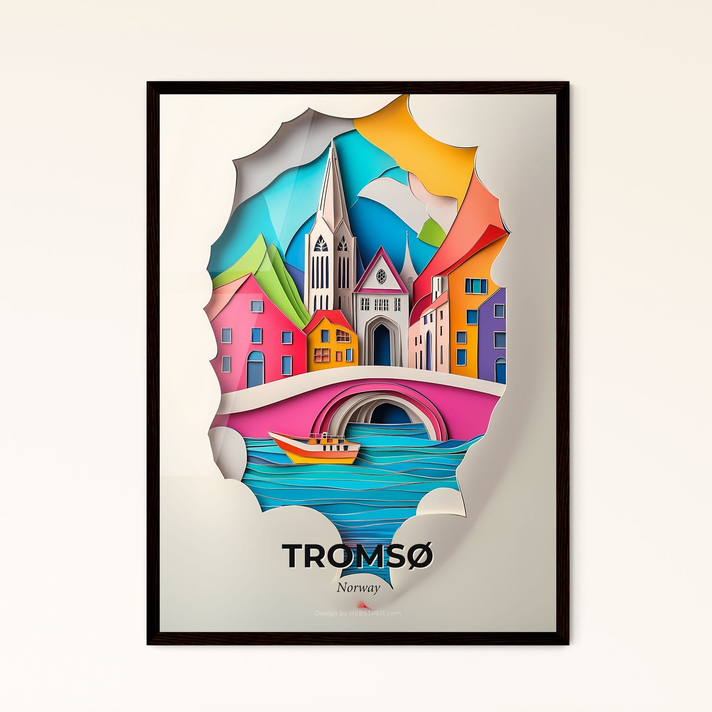 Vivid Tromsø, Norway - a paper cut of a city with a boat