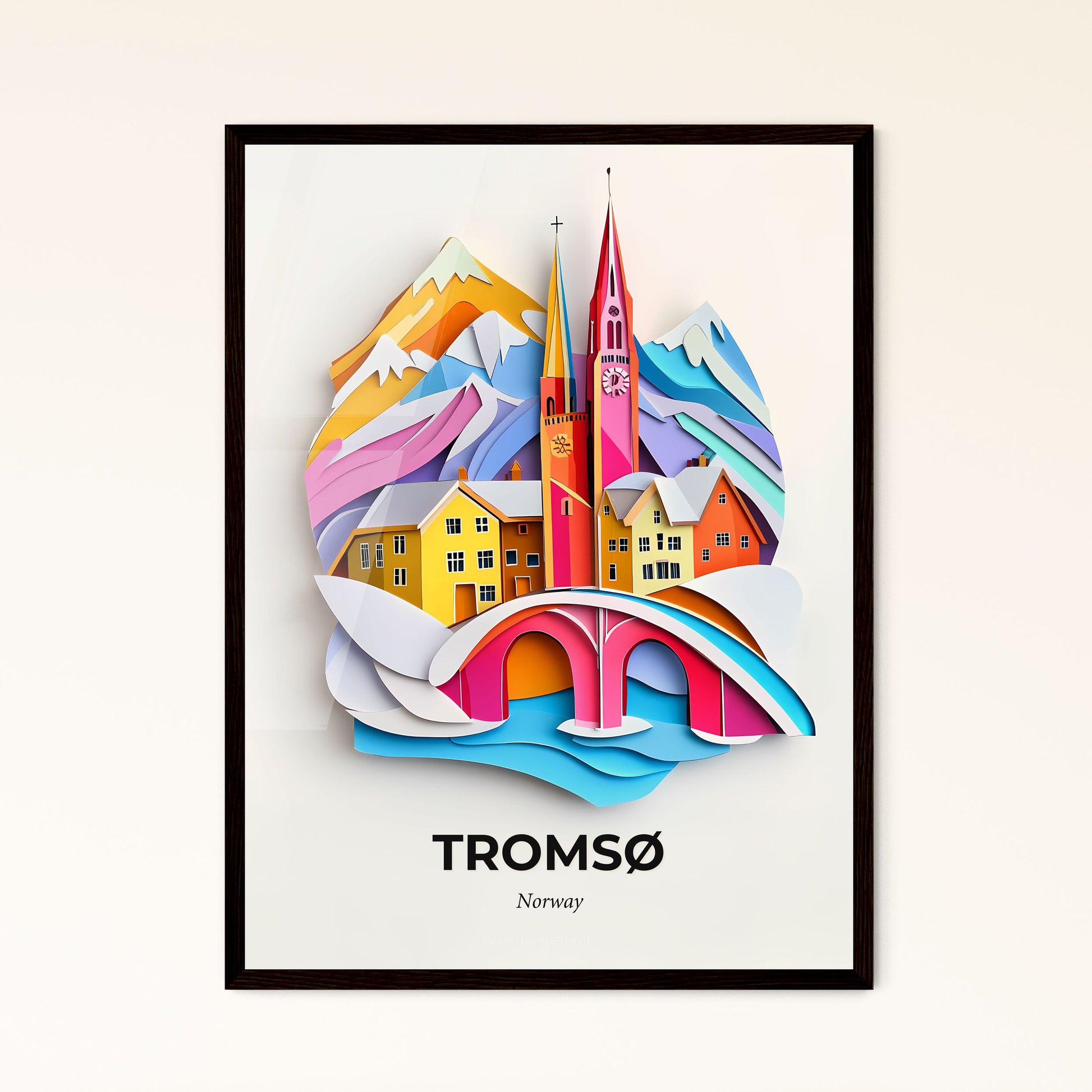 Vivid Tromsø, Norway - a paper cut of a church and a bridge