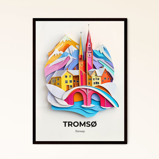 Vivid Tromsø, Norway - a paper cut of a church and a bridge