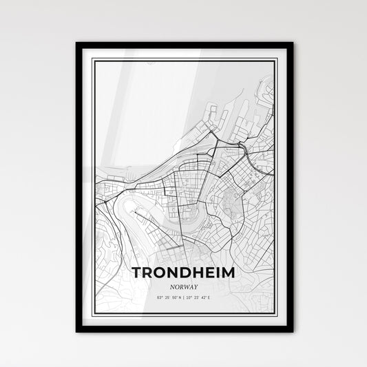 Trondheim Norway - Scandinavian Style City Map for Modern Home Decor