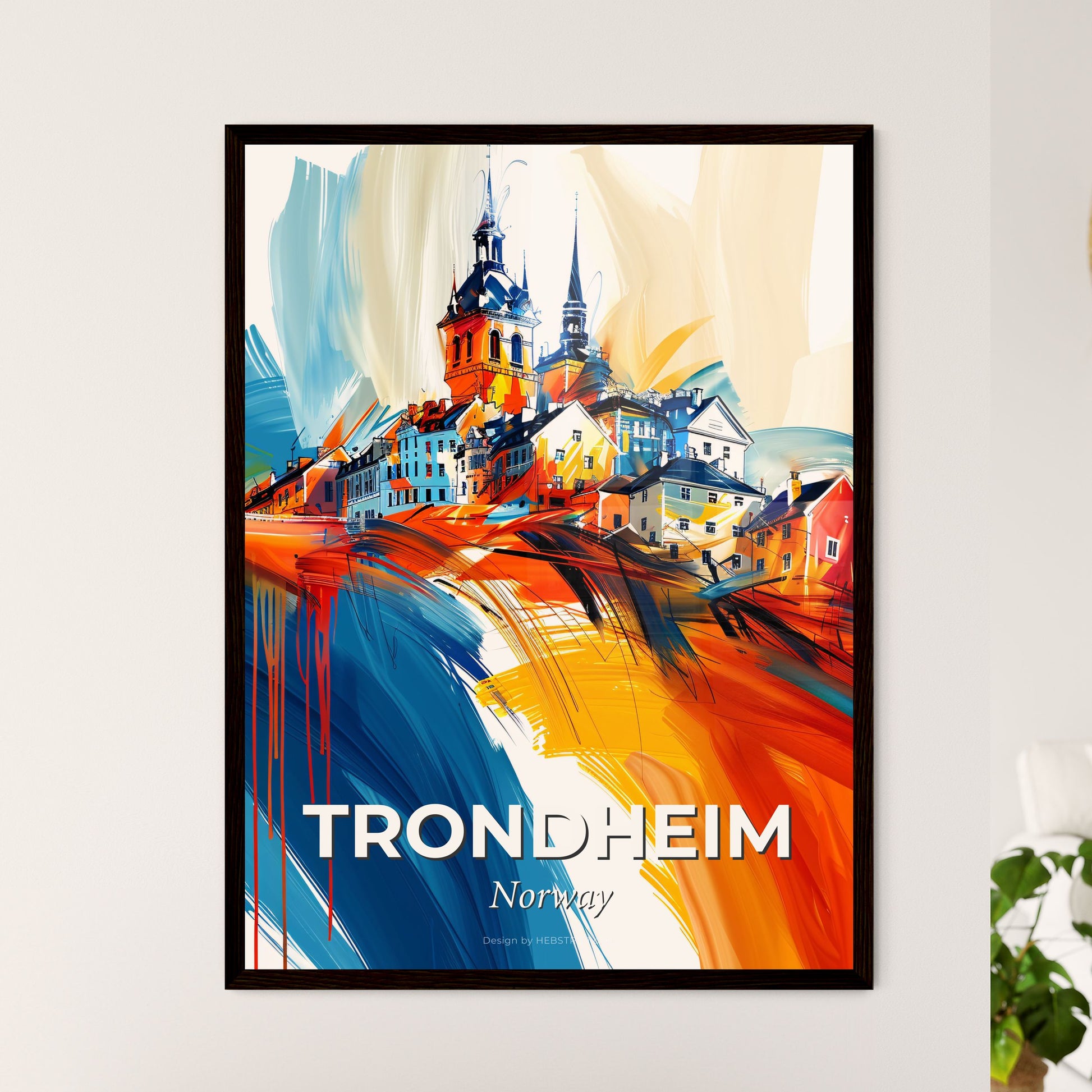 Vibrant Trondheim, Norway - A Painting Of A Town