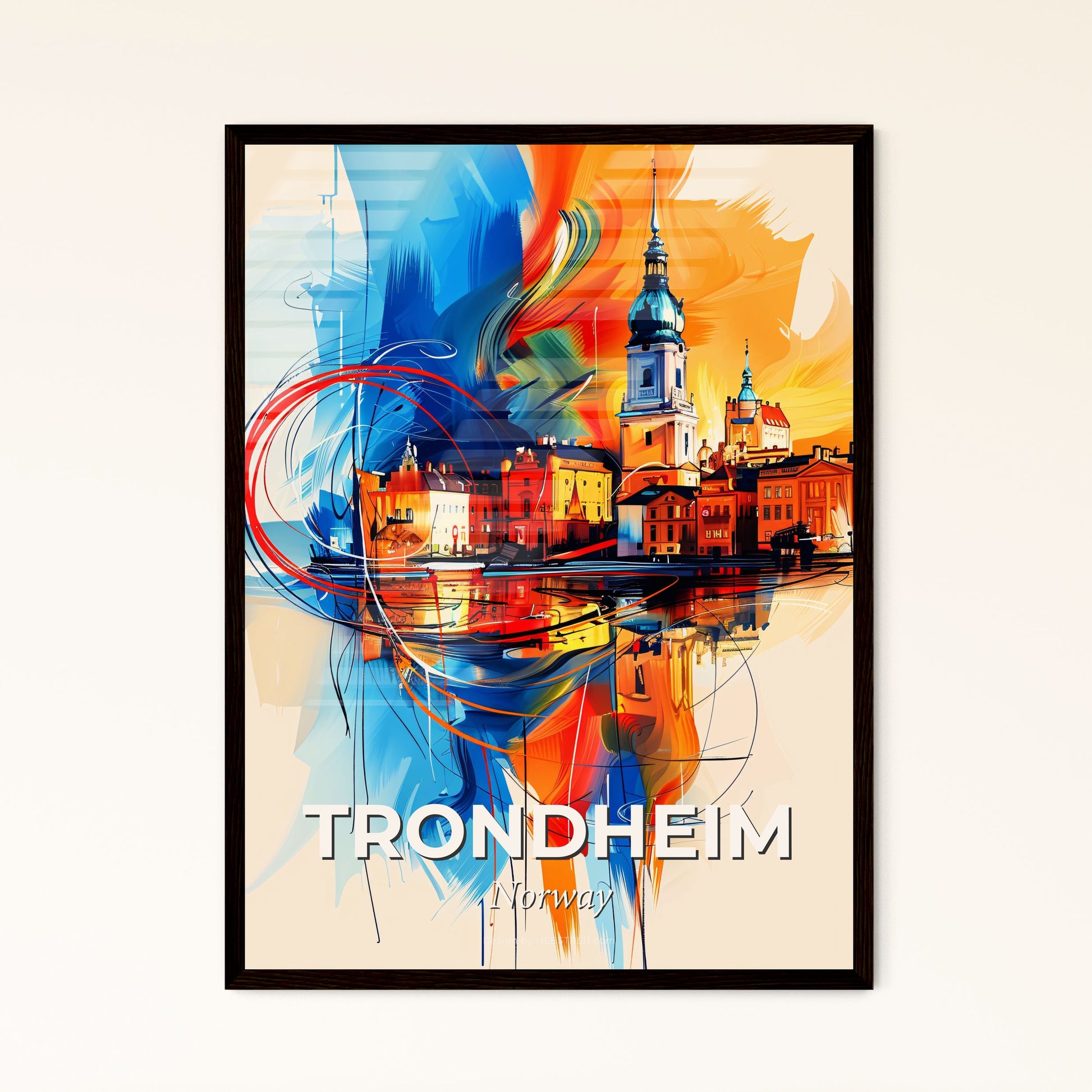 Vibrant Trondheim, Norway - A Colorful Painting Of A City