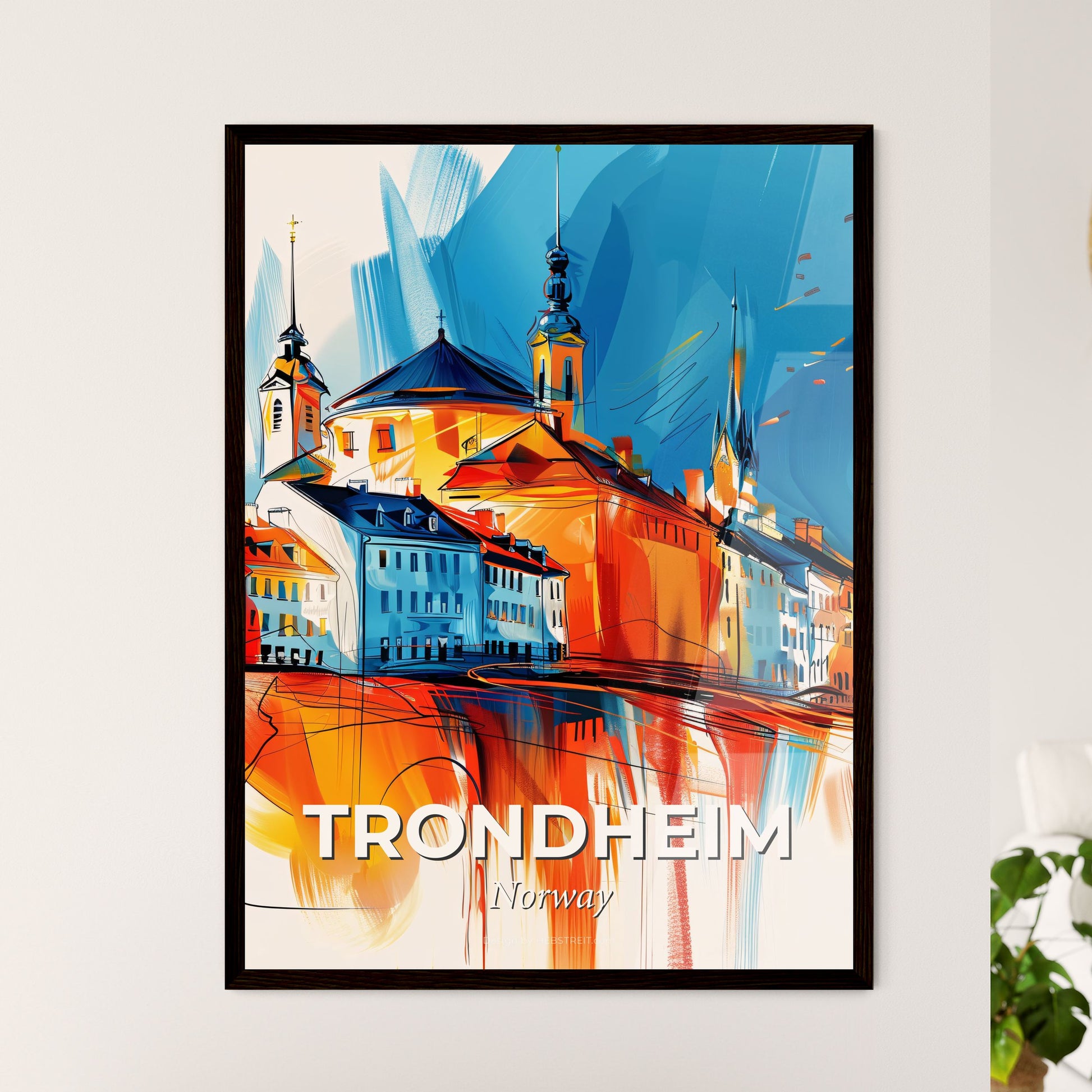 Vibrant Trondheim, Norway - A Painting Of A City