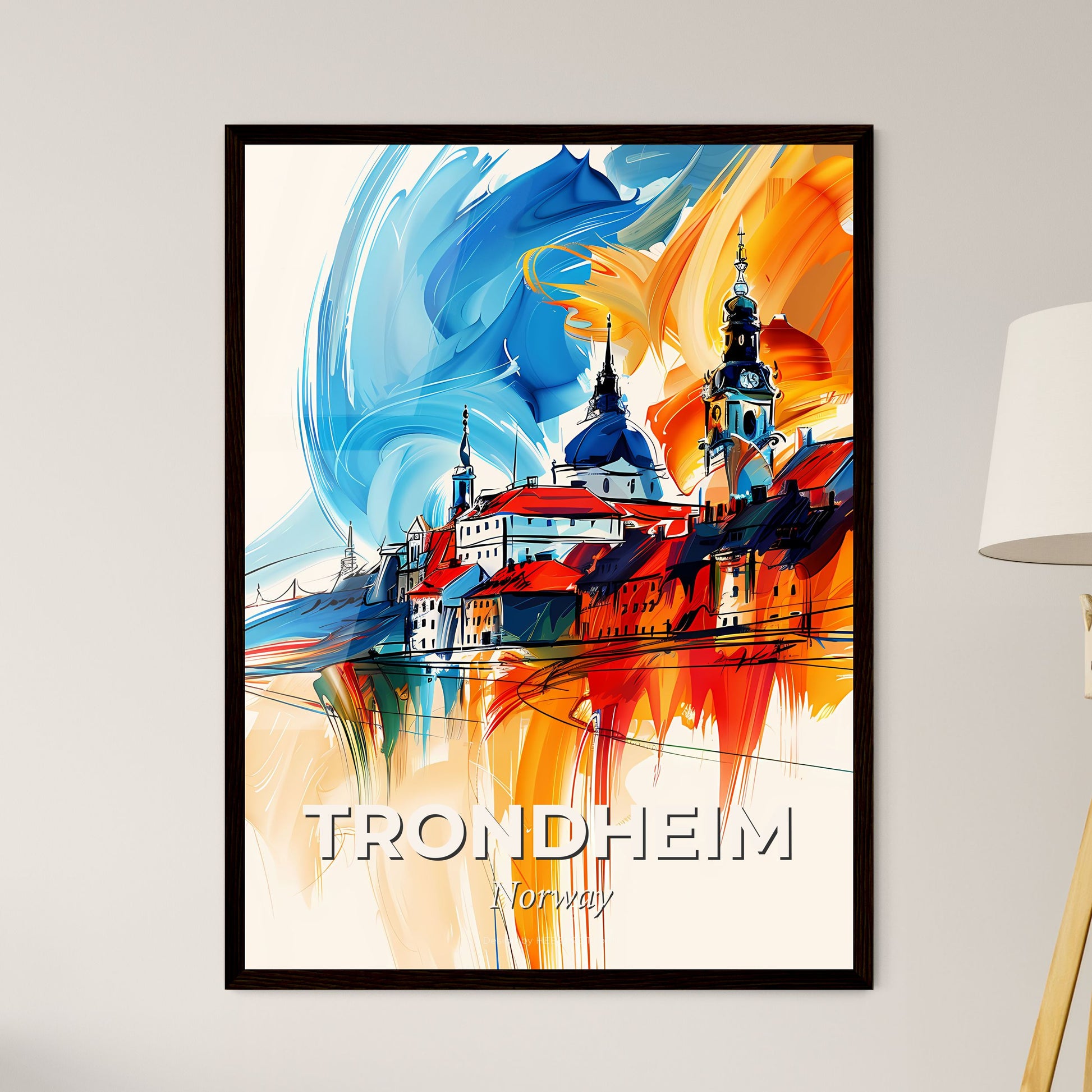 Vibrant Trondheim, Norway - A Painting Of A City